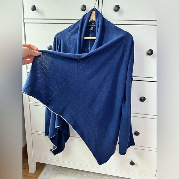 Banana Republic cashmere blend XS/S Blue Cardigan Shrug Luxury Wool Roll Sleeves - Picture 15 of 17